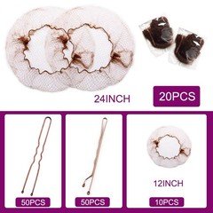 130PCS Hair Nets,30 Invisible Hair Nets (12, 24 Inch) for Ballet Recital,50 U…