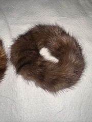 2 Natural 100% Real Sable Mink Fur Ponytail Holder Stretchy Scrunchie Hair Tie