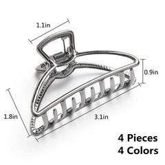 4 PCS Metal Hair Claw Clips 3 In Large Catch Barrette Jaw Clamp Half Bun