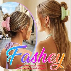 Fashey Acrylic Claw Clip Cute 1 Count (Pack of 3), light green+pink+beige