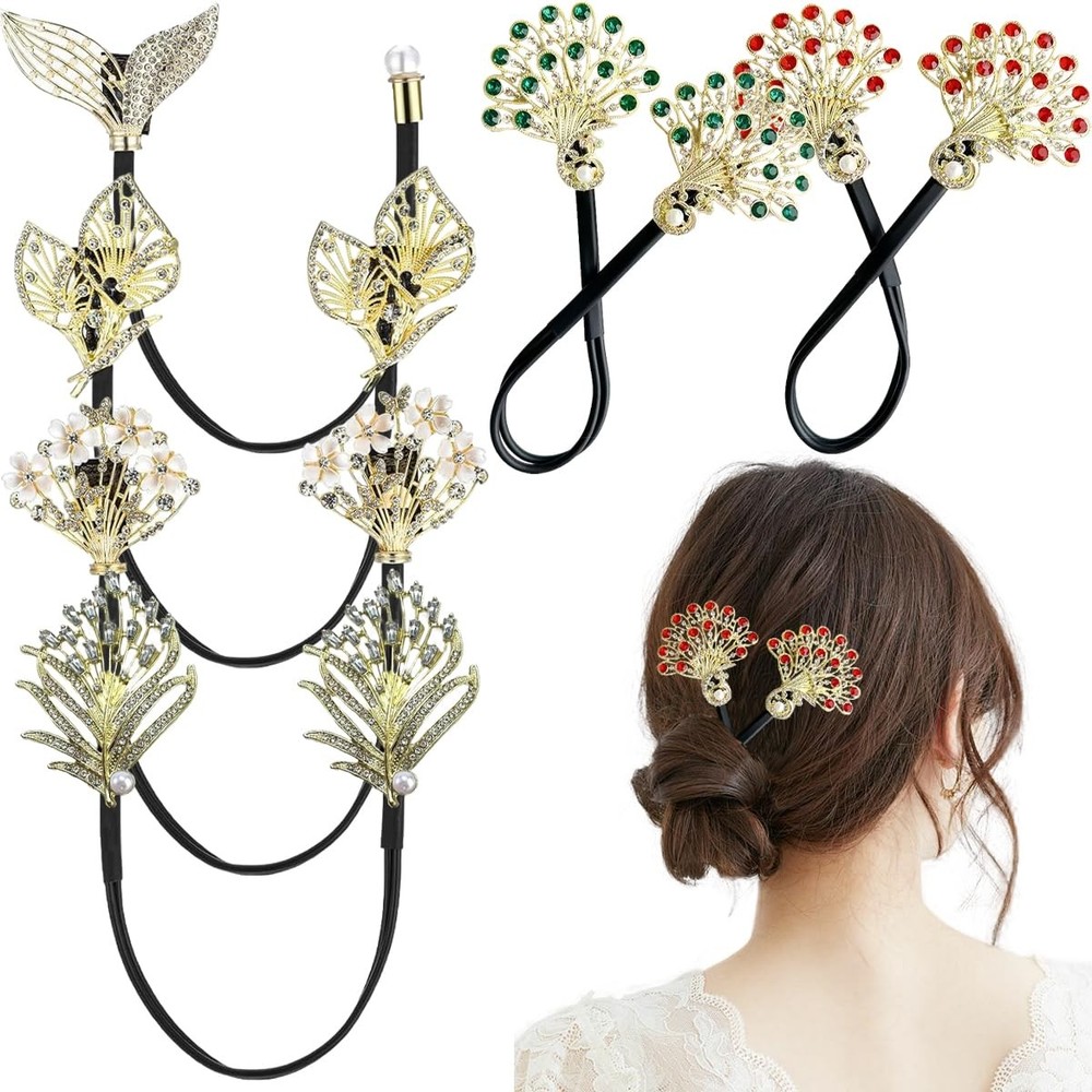 6 PCS Rhinestone Hair Bun Makers Fashion Lazy Maker 1 Count (Pack of 6)
