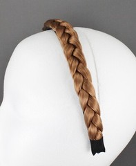Lt Brown braid faux hair headband braided plaits 5/8″ wide hair band grip teeth