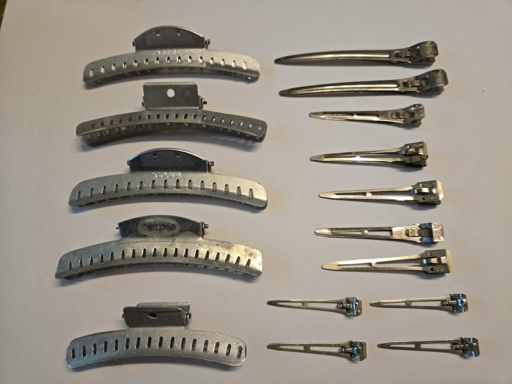 Vintage Metal Hair Clips Lot- 16 Total