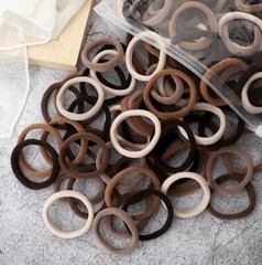50 Mixed Brown Black Large Hair Ties Bands Elastic Women Girl Ponytail Holders
