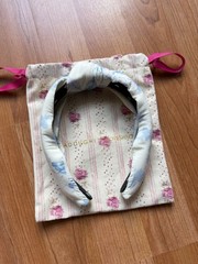Lele Sadoughi x LoveShackFancy White Blue Floral Knotted Headband Women’s EUC