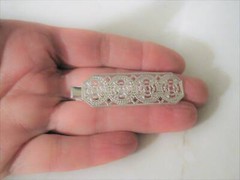 Small gold or silver filigree hair barrette alligator clip bridal clip bridal