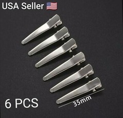 6pcs 35mm Clips Single Prong Alligator Hairpin With Teeth Blank Hairclip Hair
