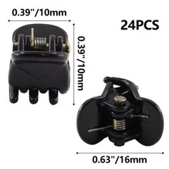 24 Pcs Mini Claw Hair Clips,10mm/0.39 Inch Plastic Hair Claw Bright Black