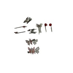 Vtg 9 Decorative Metal Hair Clips & Pins Floral Butterflies Enamel Glitter Glass
