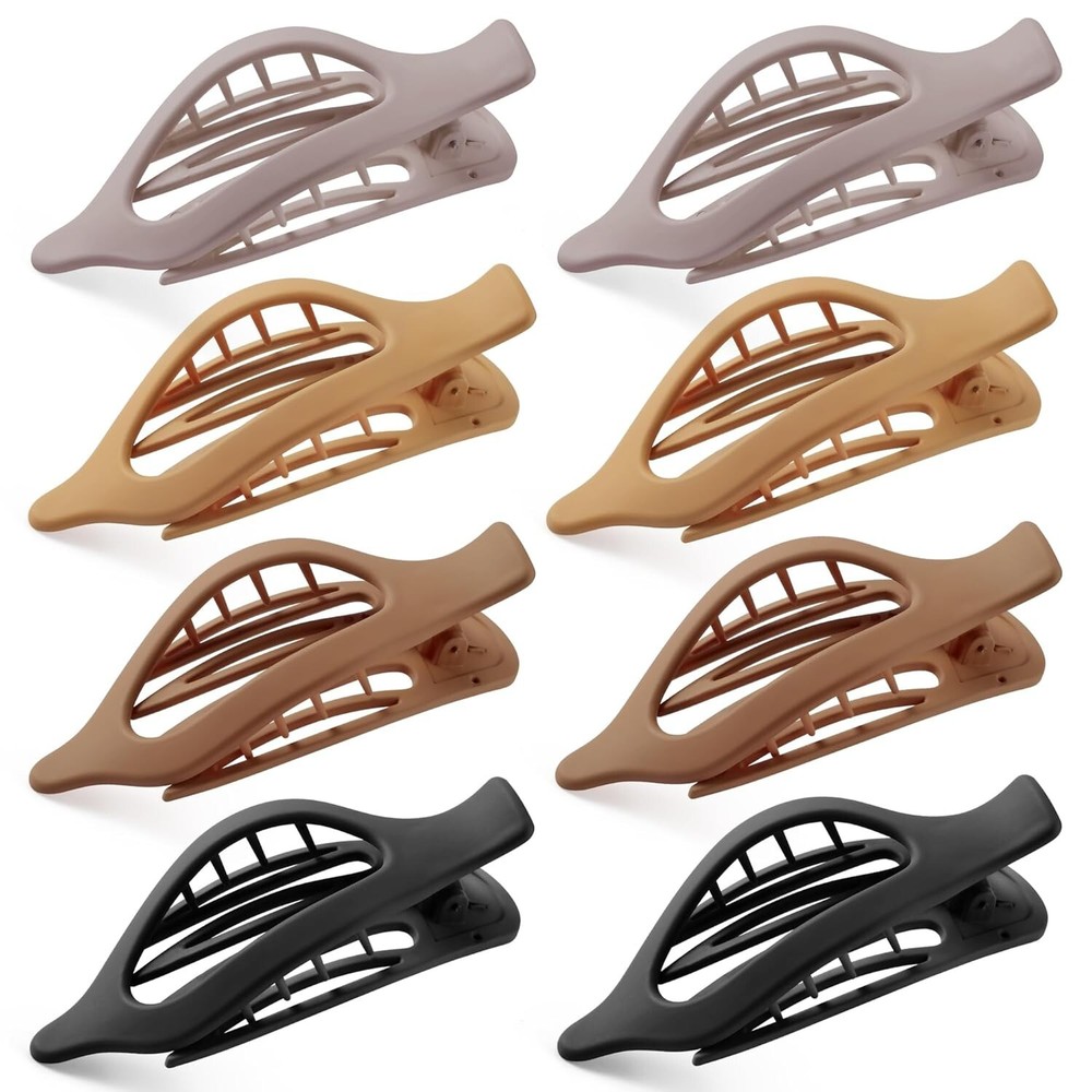 Flat Hair Clips for Women, 8 Pack French Concord Claw Clips for Thick Thin Curly