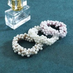 3 PCS Pearl Hair Ties Beaded Elastic Scrunchies Decorative Ponytail Holders
