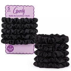 Goody Ouchless Black Satin Scrunchies 5 Ct – FrizzFree, Creaseless Hair Ties