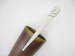 White with Hint of Gray Lines Silk Kimono Long Hair Clip 130mm (5 1/8 inch)