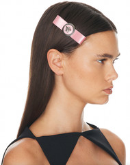 NWT Versace Pink Gianni Ribbon Medusa Tribute Logo Satin Bow Hair Clip Barrette