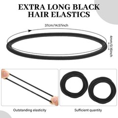80 Count Extra Long Hair Ties for Thick Curly Hair – No Metal Elastic Ponytail H