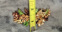Faux Pearl Flower Barrette French Clip – Gold Green Copper