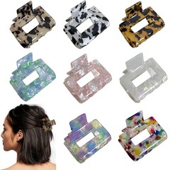 BetterJonny 8Pcs Hair Claw Clips, Square 1 Count (Pack of 8), Multicolor