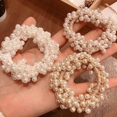 3 PCS Pearl Hair Ties Beaded Elastic Scrunchies Decorative Ponytail Holders