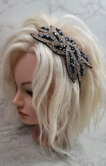 Headband Hair Band Party Bead Elegant Black Silver Business NWOT Sexy Fashion