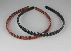 Brown Black set 2 plastic thin skinny 7/16″ wide headband hair band grip teeth