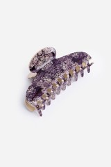 NWT $32 Johnny Was Sanya glossy Purple Floral 2.25 x 4.8″ Hair Clip new