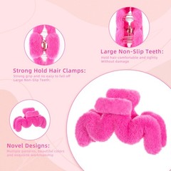 Yonchic 4-Piece Faux Fur Hair Accessories, 4 Count (Pack of 1), Pink