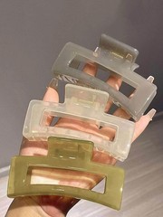 Extra Large Hair Claw Clips for Women, 5 Inch 1 Count (Pack of 4), Olive Mist