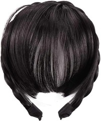 Brown and Black Fake Bangs Hairband, Women Girls Fringe Bangs with Double Row
