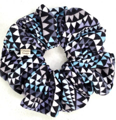 Handmade Women’s Scrunchies size XL Black Cotton Snuggle Flannel Swirl Print New