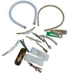 Set of Decorative Hair Accessories with Pearl and Bead Accents