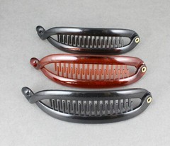 Brown Black set pack of 3 small banana hair clips comb plastic 4.75″ long