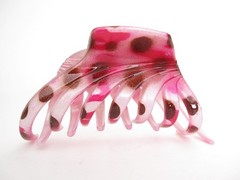 Spotted magenta pink brown white hair claw clip for medium fine hair