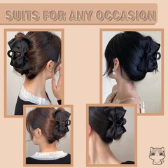 Premium Hair Clips for Women: 1 Count (Pack of 2), Black (Bow-knot)