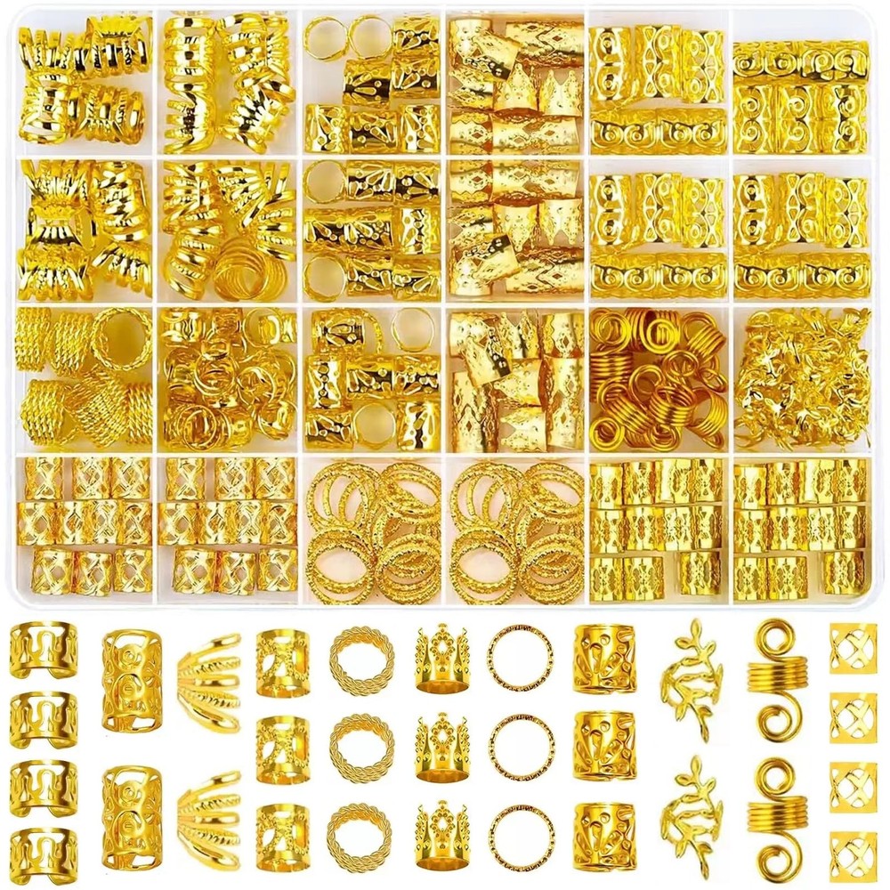 Tuefuzy 280 Pcs Gold Hair Jewelry Braid, Accessory, Golden yellow