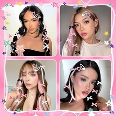 36Pcs Valentine’s Day Pink Bow Hair Clips Y2K Star Hair Black,White,Pink