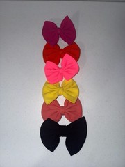 Set of 6 Solid Color Ribbed Textured Bow Hair Clips