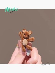 2 Pcs Velvet Plush Bear Hair Clips Set – Cute Stuffed Animal Side Barrettes for
