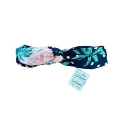 NWT Free People Headband Womens OS Navy Pink Pineapple Polka Dot Twist Front
