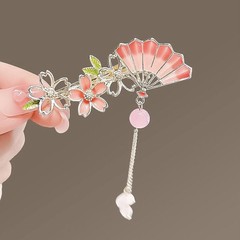 Flower Tassel Hair Clip Chinese Style Fan Bang Clip Hanfu Hair Accessory