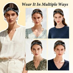 Boho Bow Headbands for Women, 6 Pack Elastic Knotted Hair Band Fashion Paisley P