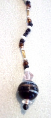 NEW NOS Handmade Hanging BLACK WHITE GLASS BEADS Fashion Metal ROACH HAIR CLIP