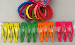 22 PCS! 10 PONYTAIL HOLDERS MULTI COLORS & 12 HAIR CLIP SNAPS FREE USA SHIPPING