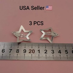New 3PCS Silver Star Hair Clips for Girls Filigree Star Metal Snap Clip Hairpins