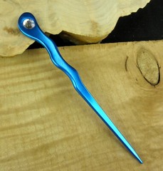 JWL 2 Aluminum 6″ Aqua Spiral Hair Sticks Rhinestone Unbreakable Waterproof