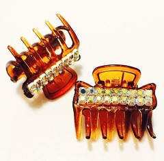 USA Seller Handmade Hair Claw Clip Hairpin Rhinestone Crystal Brown AB Q1