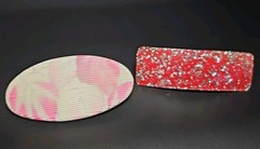 Vintage Set of Acrylic Hair Clips Barrettes Made In Taiwan ROC Pink Red Sparkles