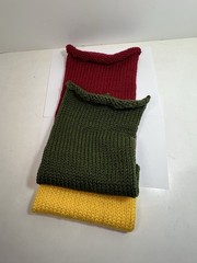 Hand Knit Red Yellow Green Rasta Colors Hair Wrap Tube Xtra Large 34” Long New