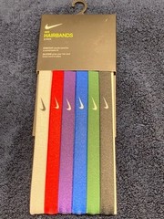 Nike Skinny Headbands 6 Pk Tennis Swoosh Hair Bands Pack of 6
