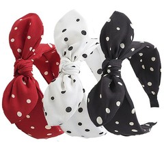 3 Pack Bow Headbands for Women,Wide Polka Dot Headband for Women Rabbit Ear H…