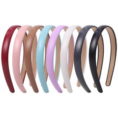 8 Pack Leather Headband 0.6 Inch Wide Headband for Women Simple Solid Color S…